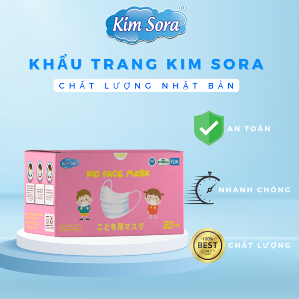 Khẩu trang y tế trẻ em hồng - Khẩu Trang Y Tế Kim Sora - Công Ty TNHH Kim Sora